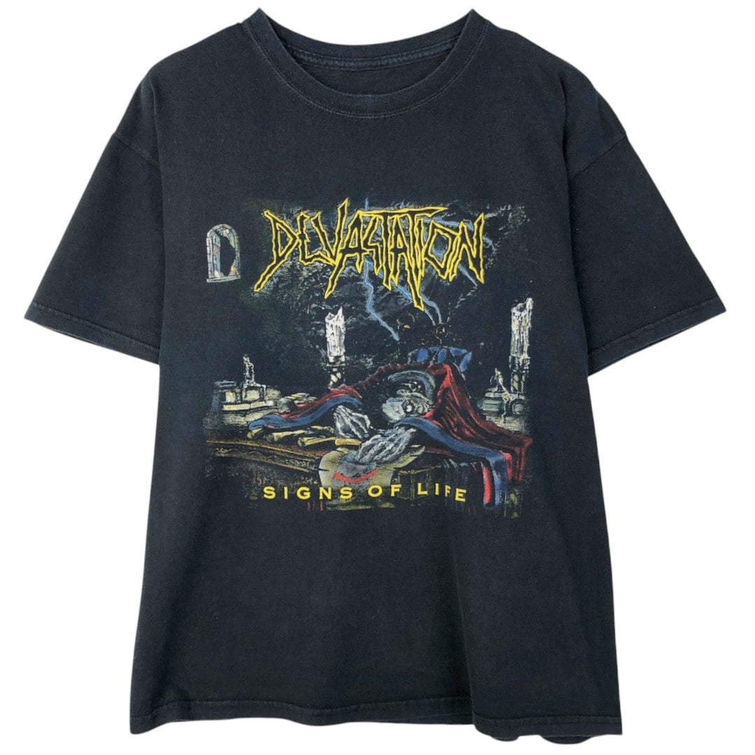 devastation Signs of Life Band T-shirt (Men's size L) unclear black type Vintage Second Hand
