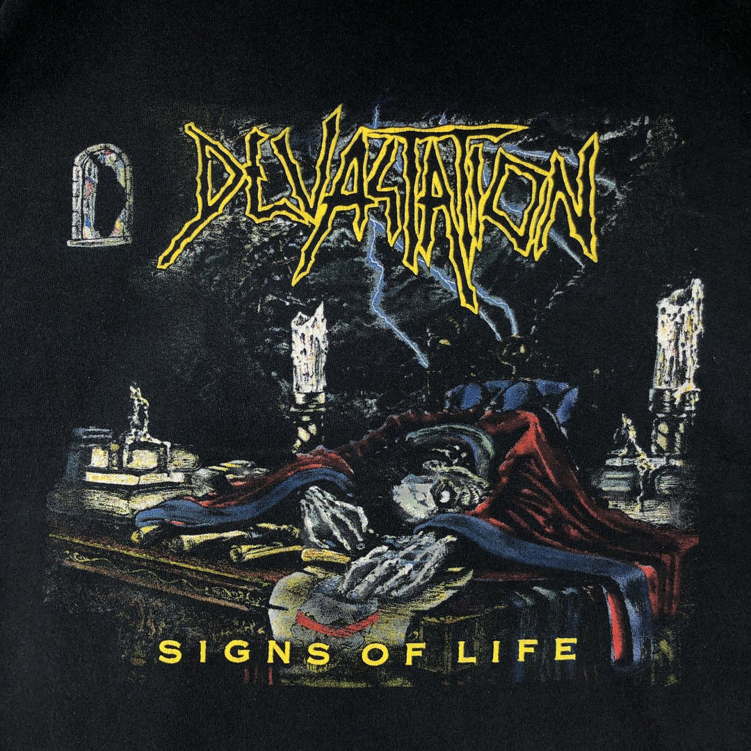 devastation Signs of Life Band T-shirt (Men's size L) unclear black type Vintage Second Hand