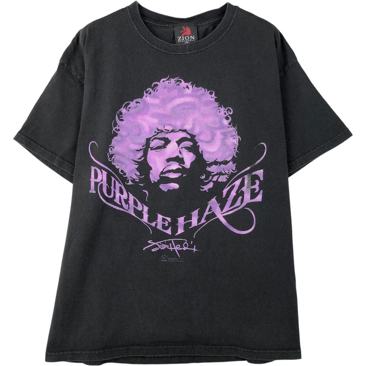 ZION JIMI HENDRIX Purple Haze Band T-Shirt (Men's Size L) cotton black type Vintage Second Hand