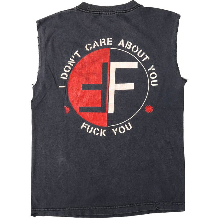 ALSTYLE FEAR Sleeveless Band T-Shirt, Made in USA, Men's Size S (approx.) cotton black type Vintage Second Hand