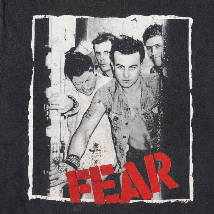 ALSTYLE FEAR Sleeveless Band T-Shirt, Made in USA, Men's Size S (approx.) cotton black type Vintage Second Hand