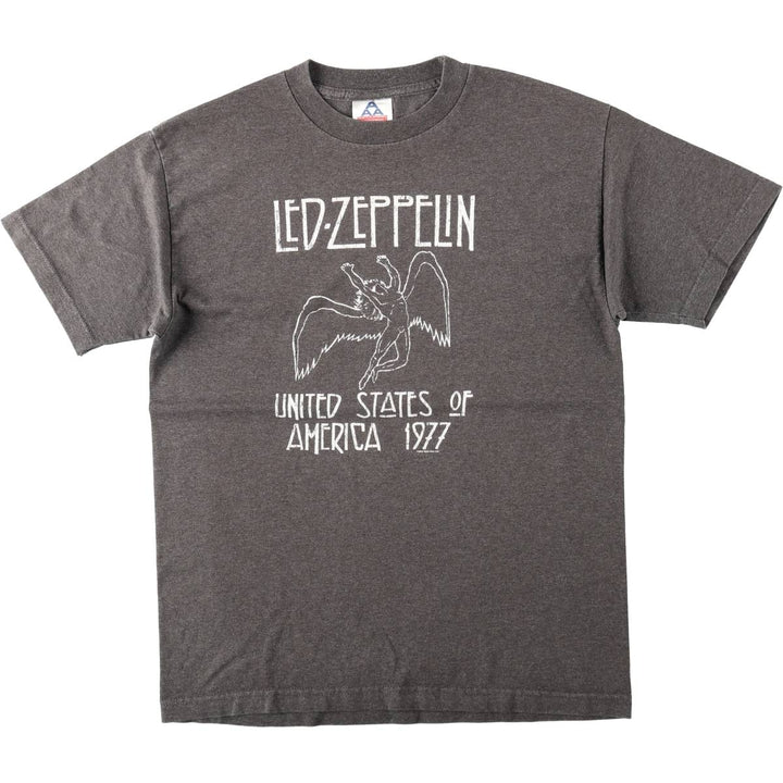 ALSTYLE LED ZEPPELIN Band T-Shirt, Made in USA, Men's Size M (approx.) cotton Charcoal Vintage Second Hand