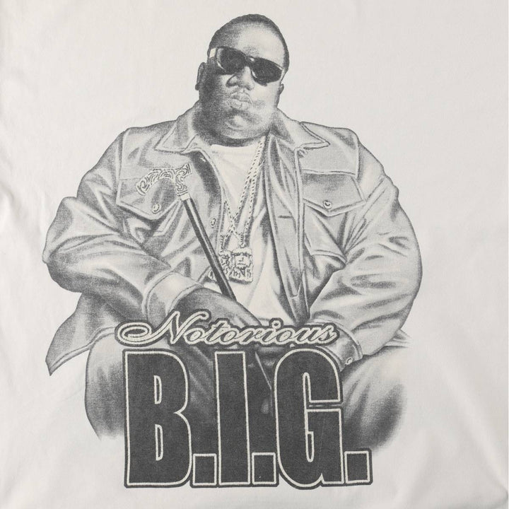 DELUXE THE NOTORIOUS BIG Rap T-Shirt (Men's XXL equivalent) unclear white type Vintage Second Hand