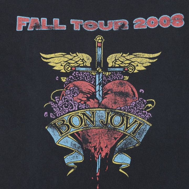 Gildan Bon Jovi Band T-Shirt, Men's XL cotton black type Vintage Second Hand