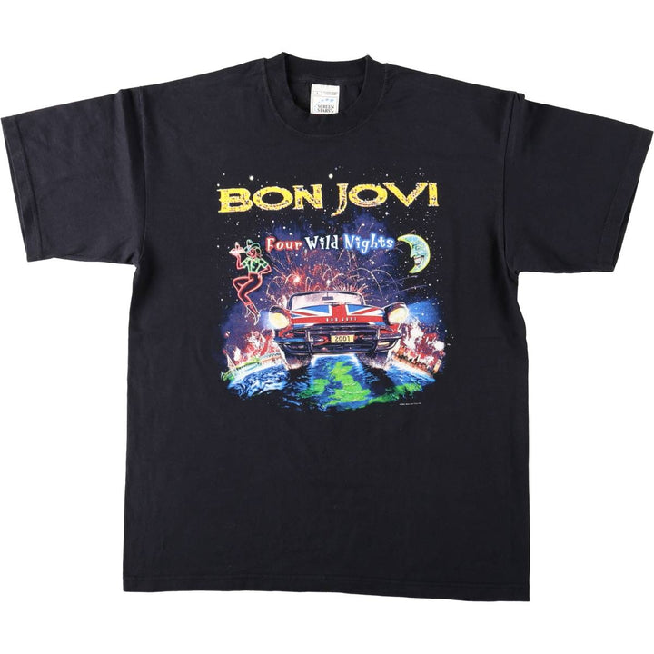 2000'S Screen Stars by Fruit of the Room Bon Jovi Band T-shirt (Men's size L equivalent) cotton black type Vintage Second Hand