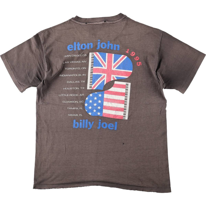 GEM ELTON JOHN Elton John American flag pattern band t-shirt, made in USA, men's size XL. cotton brown type Vintage Second Hand