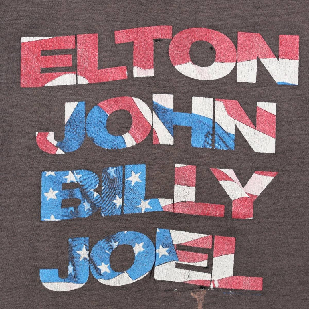 GEM ELTON JOHN Elton John American flag pattern band t-shirt, made in USA, men's size XL. cotton brown type Vintage Second Hand