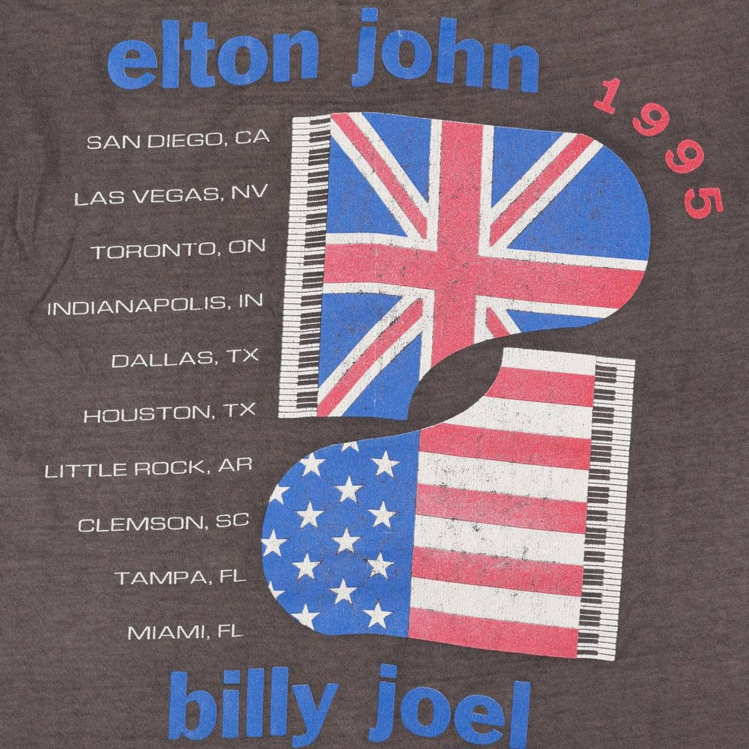 GEM ELTON JOHN Elton John American flag pattern band t-shirt, made in USA, men's size XL. cotton brown type Vintage Second Hand