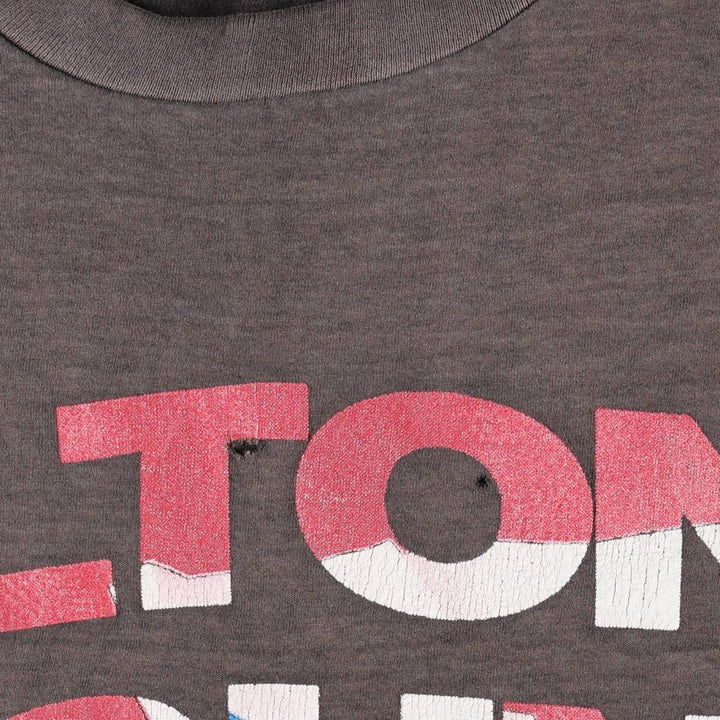GEM ELTON JOHN Elton John American flag pattern band t-shirt, made in USA, men's size XL. cotton brown type Vintage Second Hand