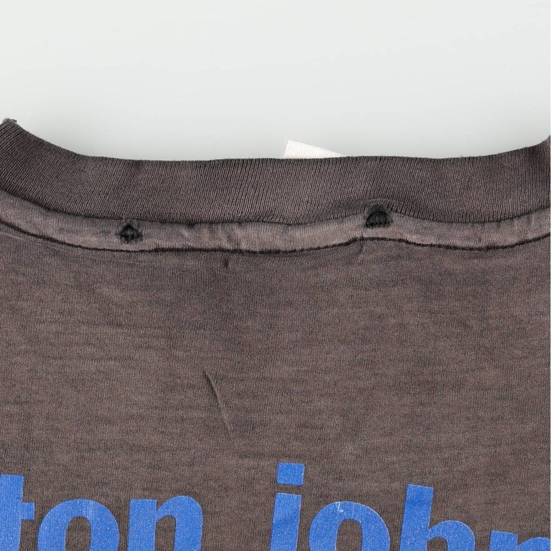 GEM ELTON JOHN Elton John American flag pattern band t-shirt, made in USA, men's size XL. cotton brown type Vintage Second Hand