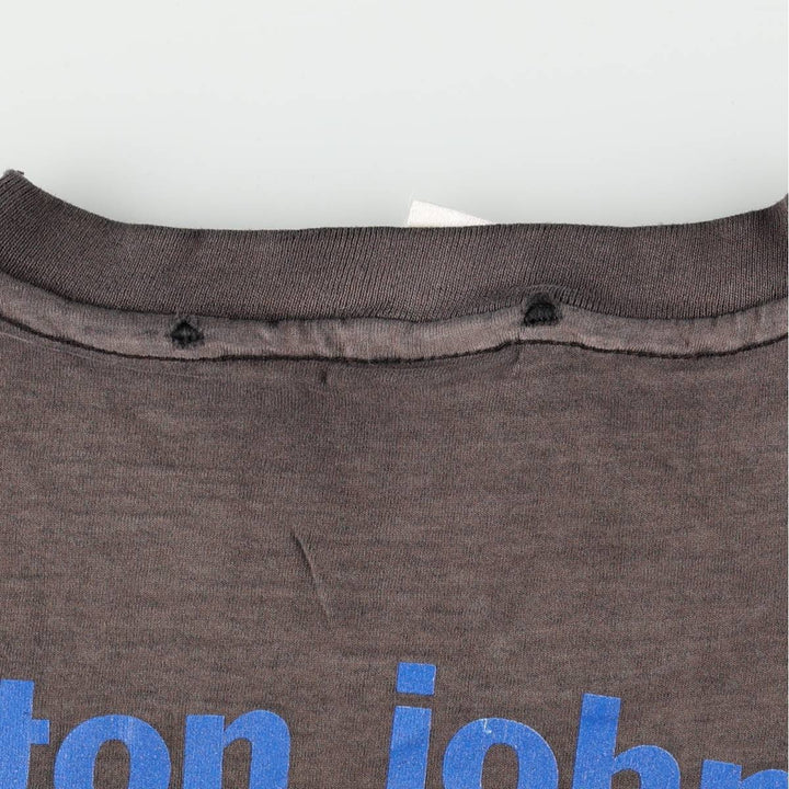 GEM ELTON JOHN Elton John American flag pattern band t-shirt, made in USA, men's size XL. cotton brown type Vintage Second Hand