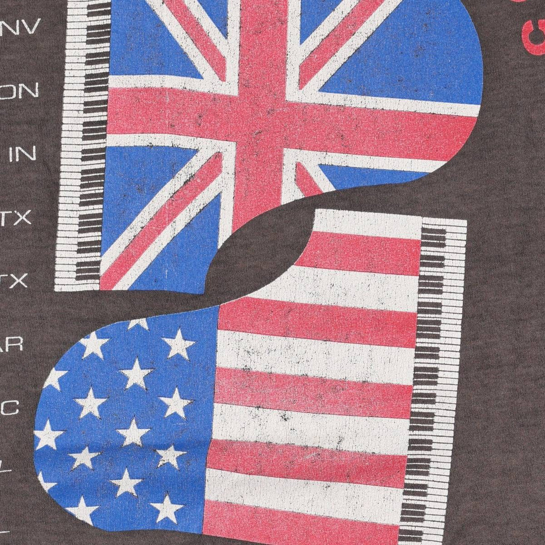GEM ELTON JOHN Elton John American flag pattern band t-shirt, made in USA, men's size XL. cotton brown type Vintage Second Hand