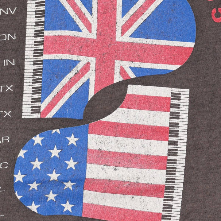 GEM ELTON JOHN Elton John American flag pattern band t-shirt, made in USA, men's size XL. cotton brown type Vintage Second Hand