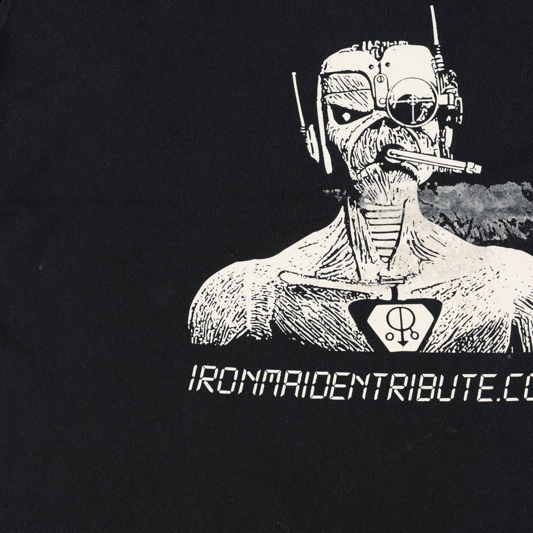 Gildan IRON MAIDEN Skull Pattern Band T-Shirt (Men's Size L) cotton black type Vintage Second Hand