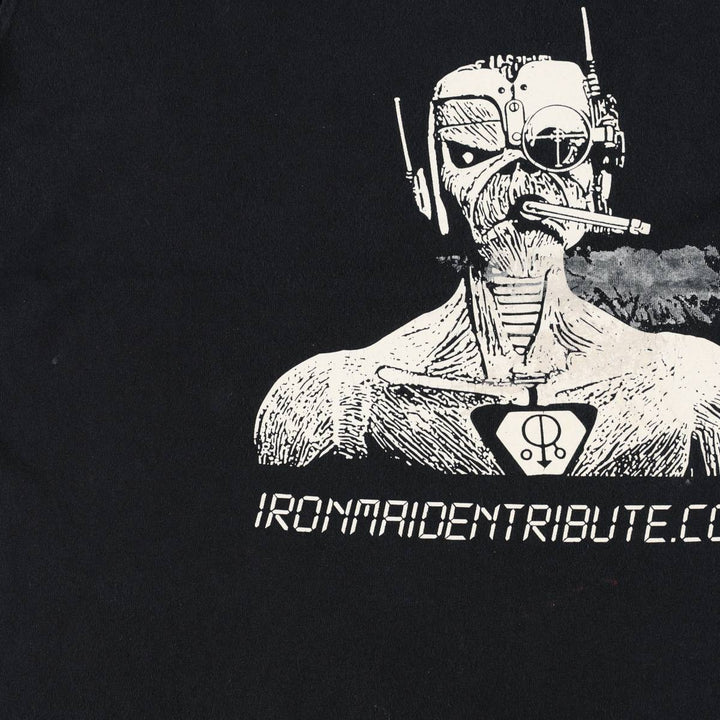 Gildan IRON MAIDEN Skull Pattern Band T-Shirt (Men's Size L) cotton black type Vintage Second Hand
