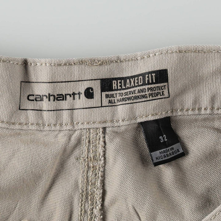 Carhartt Relaxed Fit Duck Canvas Work Shorts (Men's W31 equivalent) cotton Beige type Vintage Second Hand