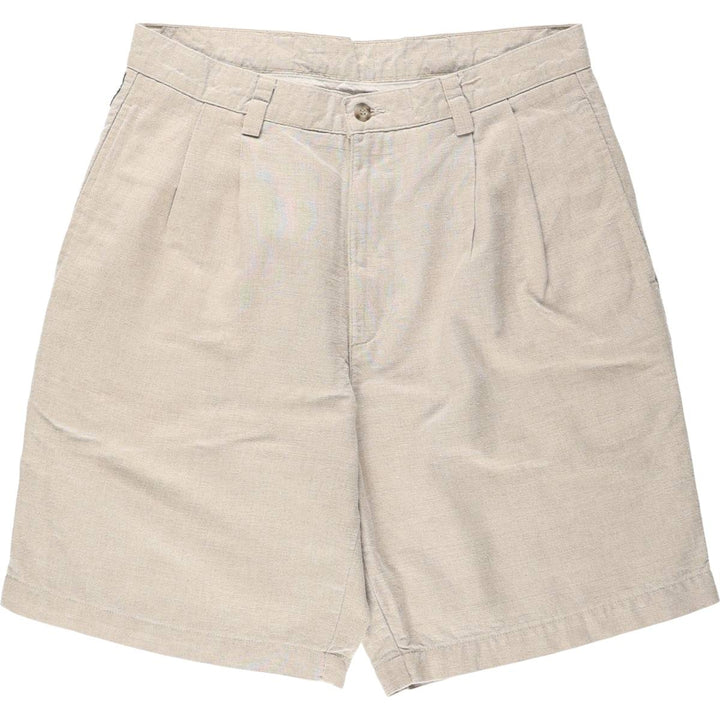 Dockers Record Two-Pleat Linen Shorts, Men's Size W33 (approx.) linen Beige type Vintage Second Hand