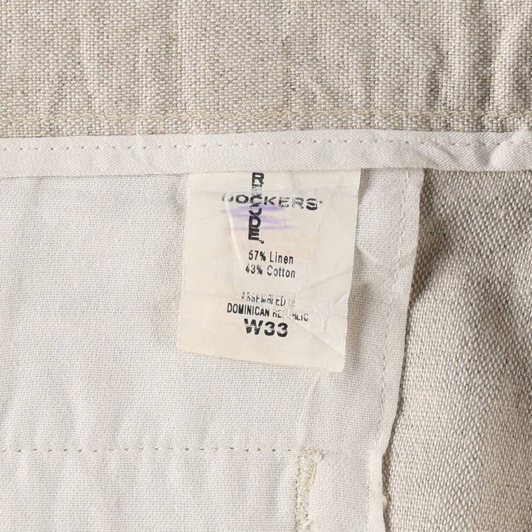Dockers Record Two-Pleat Linen Shorts, Men's Size W33 (approx.) linen Beige type Vintage Second Hand
