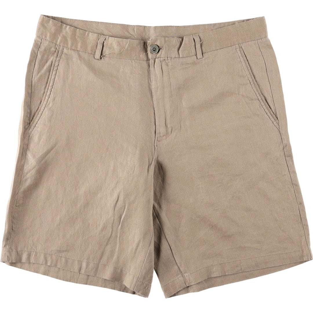 Tasso Elba Shorts, Men's W36 equivalent. linen Beige type Vintage Second Hand