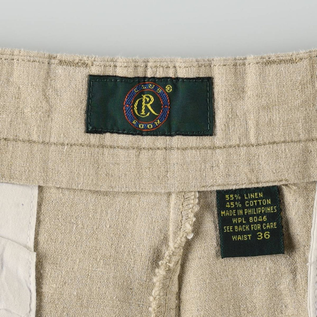 CLUB ROOM Two-Pleat Linen x Cotton Shorts, Men's Size W37 (approx.) linen Khaki type Vintage Second Hand