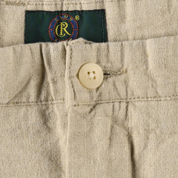 CLUB ROOM Two-Pleat Linen x Cotton Shorts, Men's Size W37 (approx.) linen Khaki type Vintage Second Hand