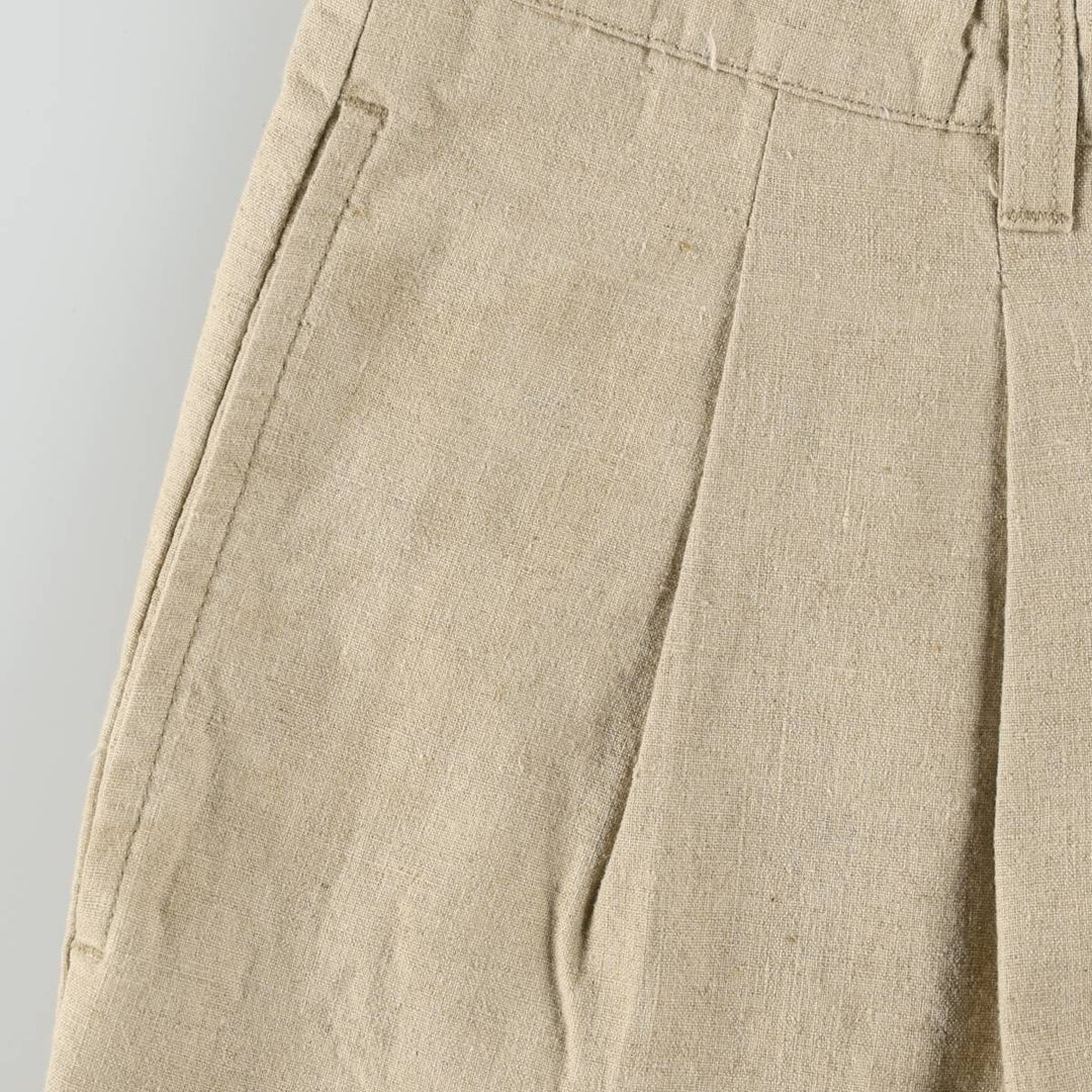 CLUB ROOM Two-Pleat Linen x Cotton Shorts, Men's Size W37 (approx.) linen Khaki type Vintage Second Hand