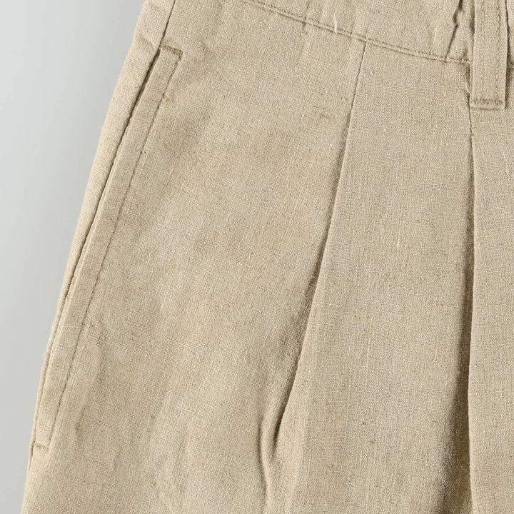 CLUB ROOM Two-Pleat Linen x Cotton Shorts, Men's Size W37 (approx.) linen Khaki type Vintage Second Hand