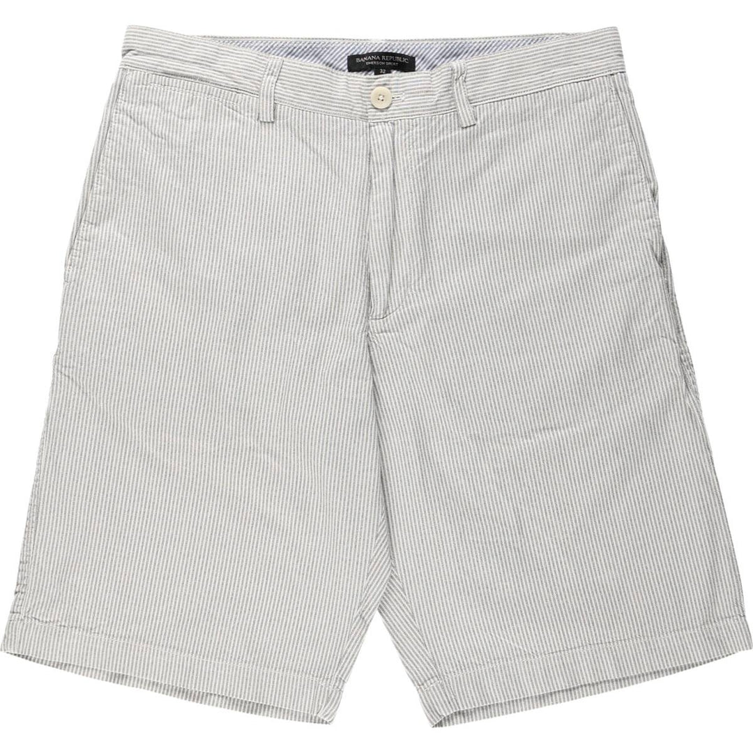 Banana Republic Stripe Pattern Cotton Shorts (Men's W34 equivalent) cotton white type Vintage Second Hand