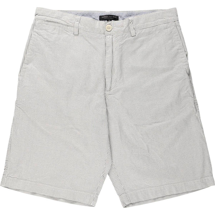 Banana Republic Stripe Pattern Cotton Shorts (Men's W34 equivalent) cotton white type Vintage Second Hand