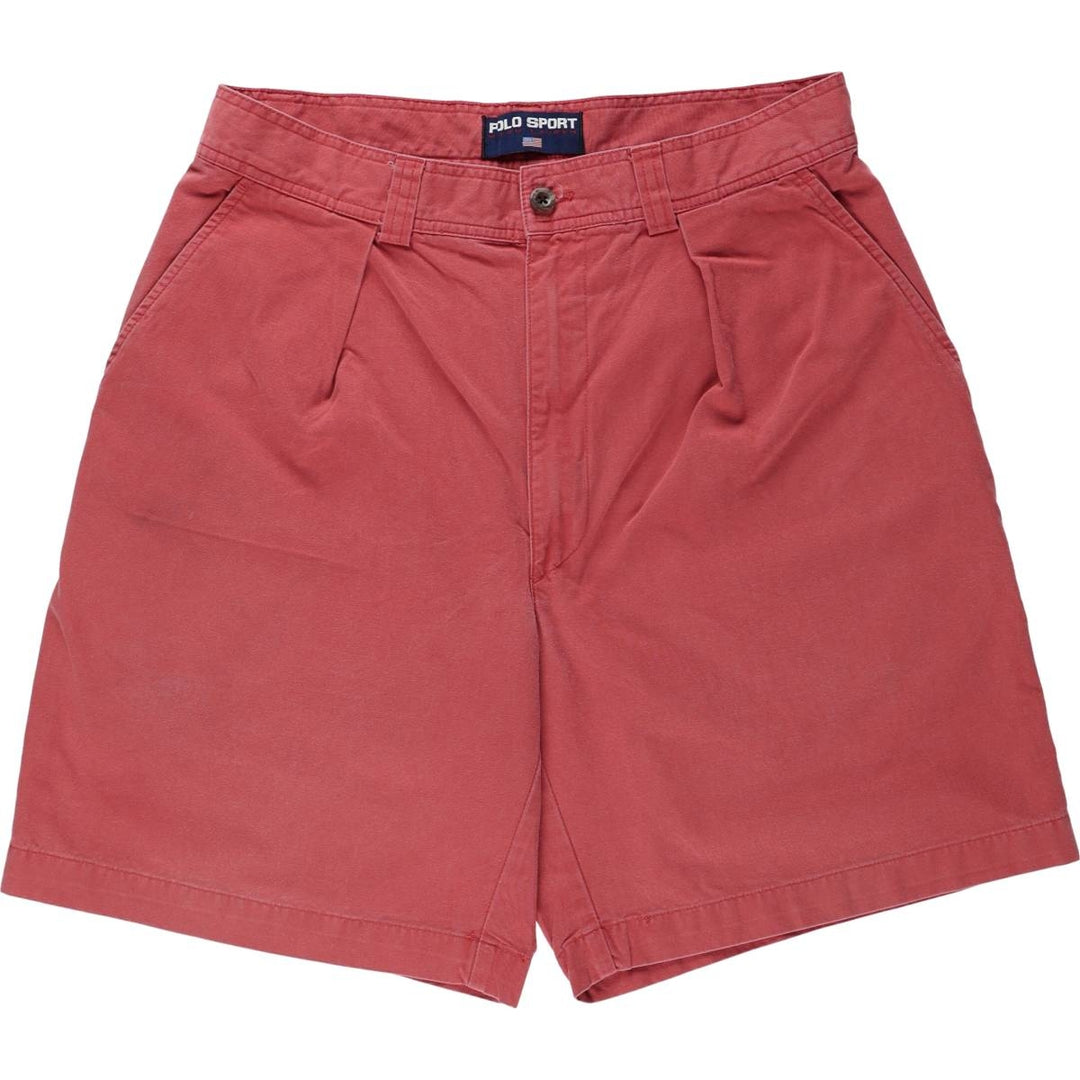 90'S Ralph Lauren Polo Sport One-Pleat Cotton Shorts, Men's Size W34 (approx.), Vintage cotton coral Vintage Second Hand