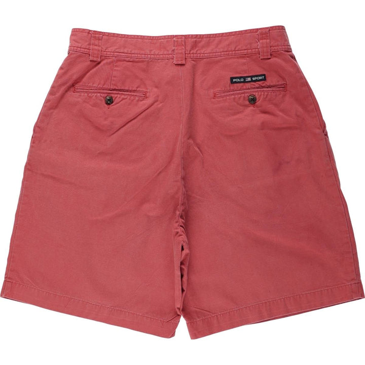 90'S Ralph Lauren Polo Sport One-Pleat Cotton Shorts, Men's Size W34 (approx.), Vintage cotton coral Vintage Second Hand
