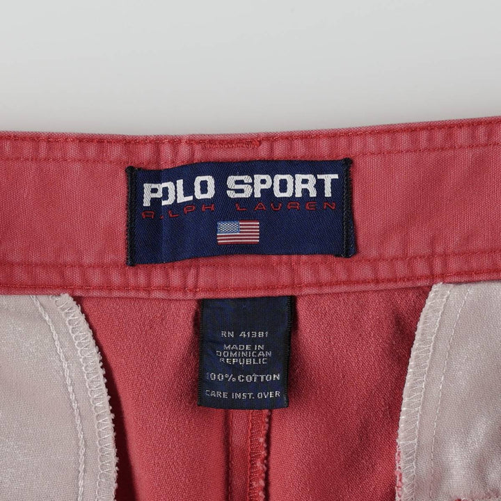 90'S Ralph Lauren Polo Sport One-Pleat Cotton Shorts, Men's Size W34 (approx.), Vintage cotton coral Vintage Second Hand