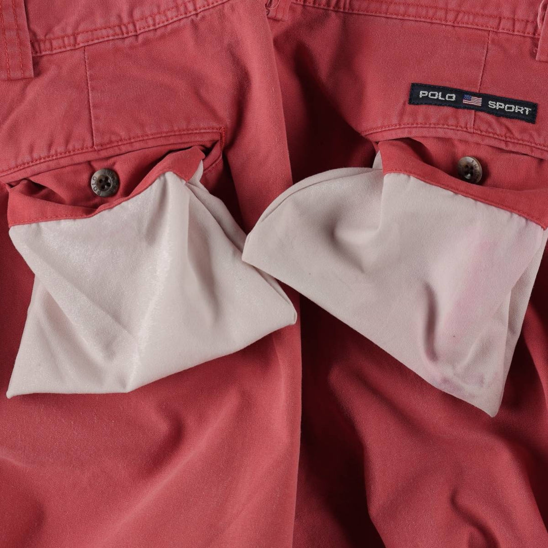 90'S Ralph Lauren Polo Sport One-Pleat Cotton Shorts, Men's Size W34 (approx.), Vintage cotton coral Vintage Second Hand