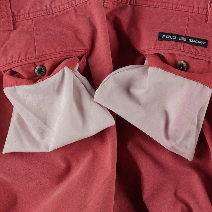 90'S Ralph Lauren Polo Sport One-Pleat Cotton Shorts, Men's Size W34 (approx.), Vintage cotton coral Vintage Second Hand