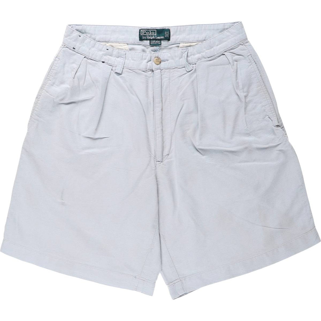 Ralph Lauren POLO by Ralph Lauren TYLER SHORT Two-Pleat Cotton Shorts, Men's Size W30 (approx.) cotton Blue type light blue Vintage Second Hand