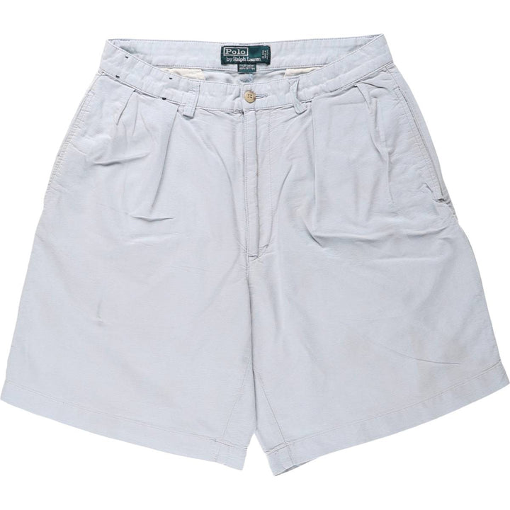 Ralph Lauren POLO by Ralph Lauren TYLER SHORT Two-Pleat Cotton Shorts, Men's Size W30 (approx.) cotton Blue type light blue Vintage Second Hand