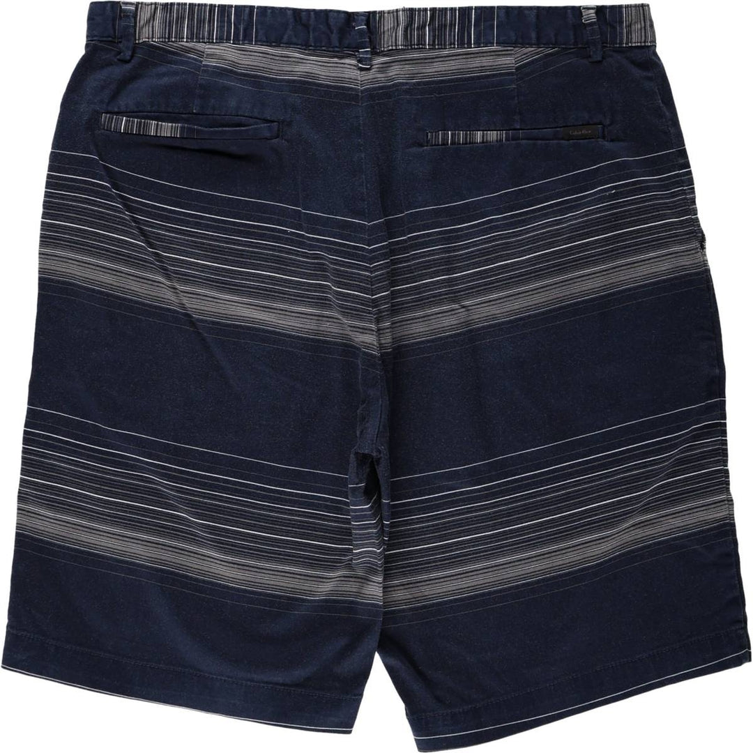 90'S Calvin Klein multi-stripe cotton shorts, men's size W35 (approx.) cotton navy blue type Vintage Second Hand