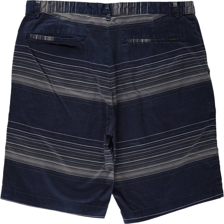 90'S Calvin Klein multi-stripe cotton shorts, men's size W35 (approx.) cotton navy blue type Vintage Second Hand