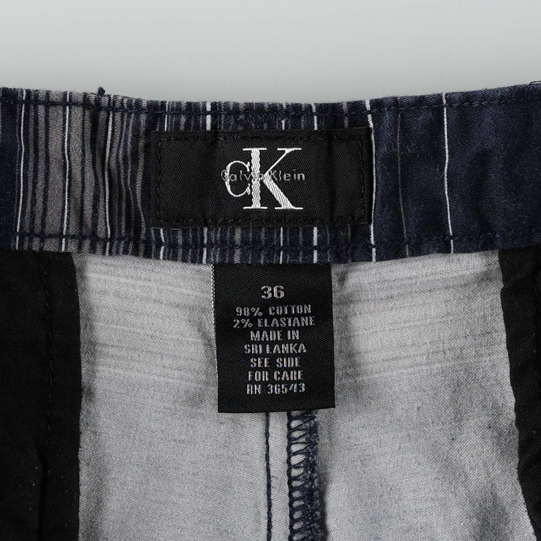 90'S Calvin Klein multi-stripe cotton shorts, men's size W35 (approx.) cotton navy blue type Vintage Second Hand