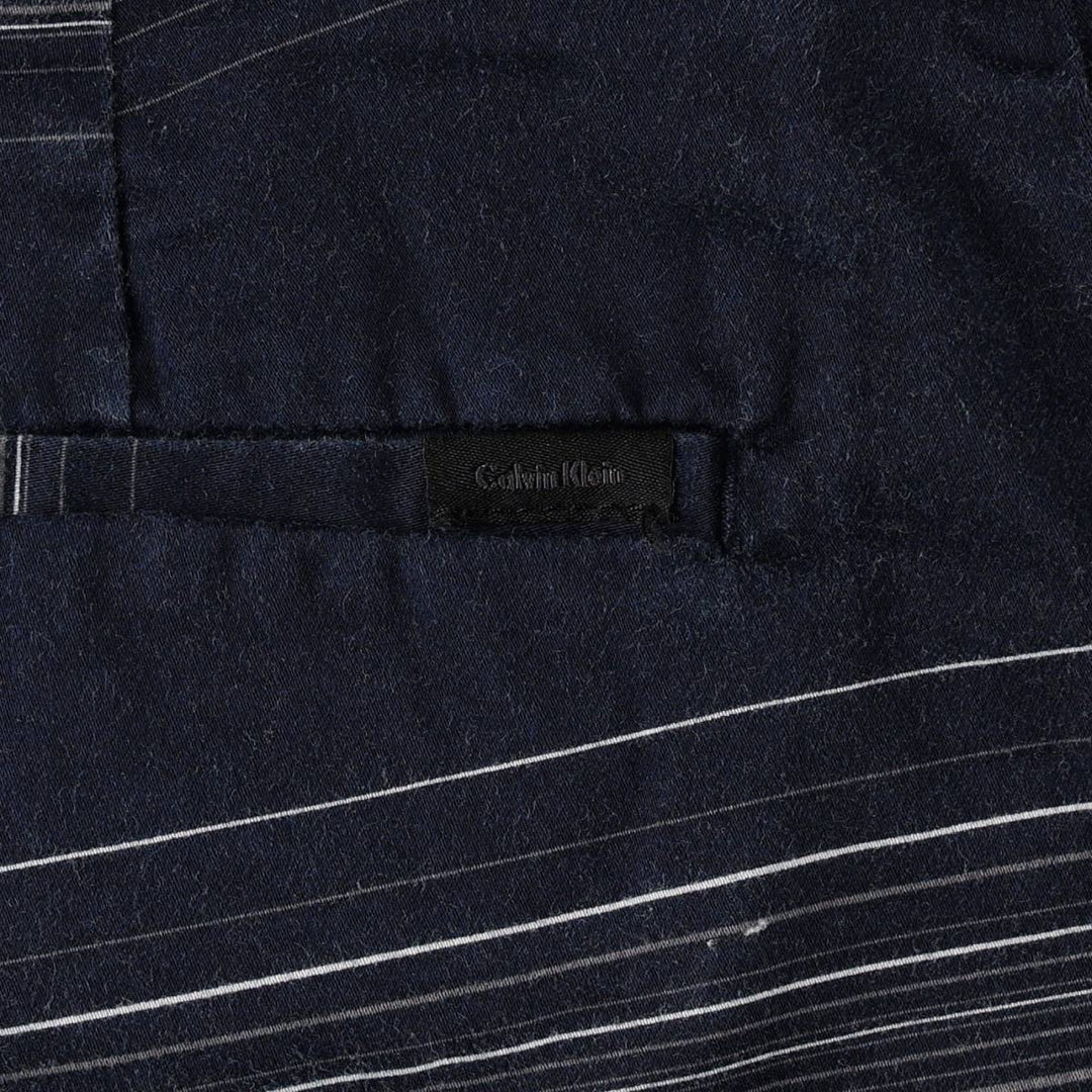 90'S Calvin Klein multi-stripe cotton shorts, men's size W35 (approx.) cotton navy blue type Vintage Second Hand