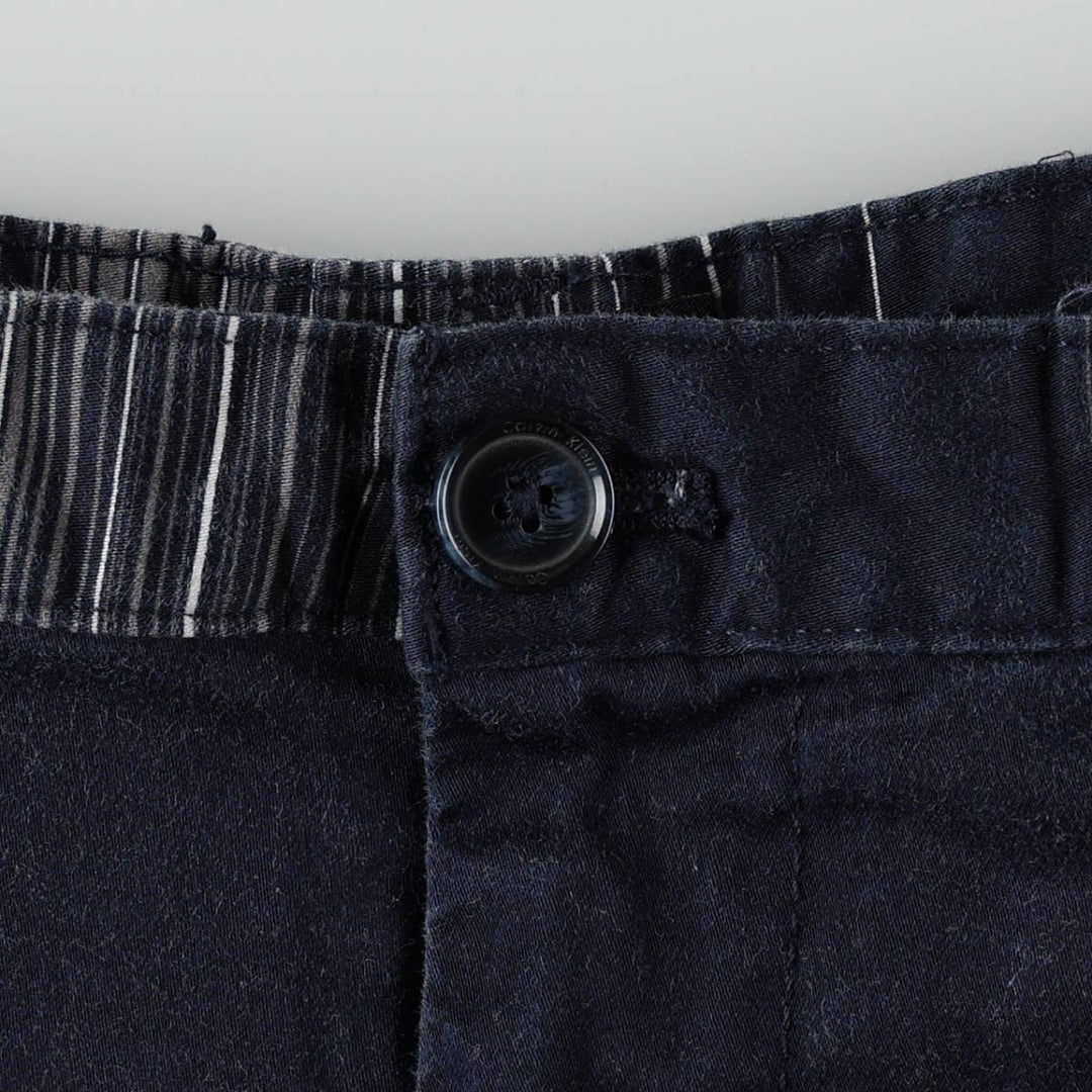 90'S Calvin Klein multi-stripe cotton shorts, men's size W35 (approx.) cotton navy blue type Vintage Second Hand