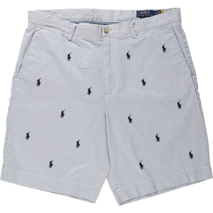 Ralph Lauren POLO RALPH LAUREN CLASSIC FIT Stripe Pattern Cotton Shorts (Men's W37 equivalent) cotton Blue type light blue Vintage Second Hand