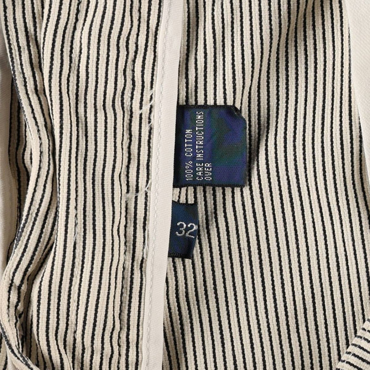 Ralph Lauren POLO by Ralph Lauren Stripe Pattern Cotton Shorts, Men's Size W34 (approx.) cotton navy blue type Vintage Second Hand