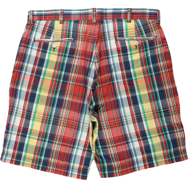 Ralph Lauren POLO by Ralph Lauren Check Pattern Madras Check Cotton Shorts Men's W35 (approx.) cotton red type Vintage Second Hand