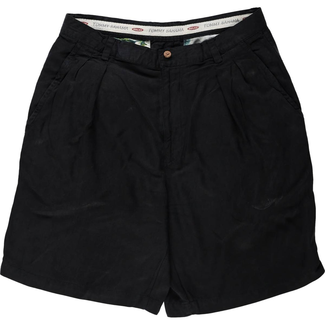 Tommy Bahama Relax Two-Pleat Shorts, Men's Size W34 (approx.) silk black type Vintage Second Hand