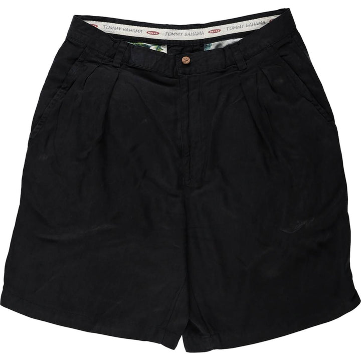 Tommy Bahama Relax Two-Pleat Shorts, Men's Size W34 (approx.) silk black type Vintage Second Hand