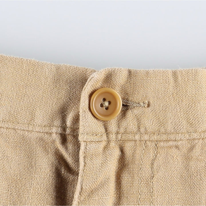 90'S J.Crew Shorts, Cargo Pants, Men's Size W32 (approx.), Vintage linen Beige type Vintage Second Hand