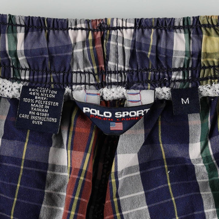Ralph Lauren POLO SPORT Check Pattern Swim Shorts (Men's Size M) cotton navy blue type Vintage Second Hand