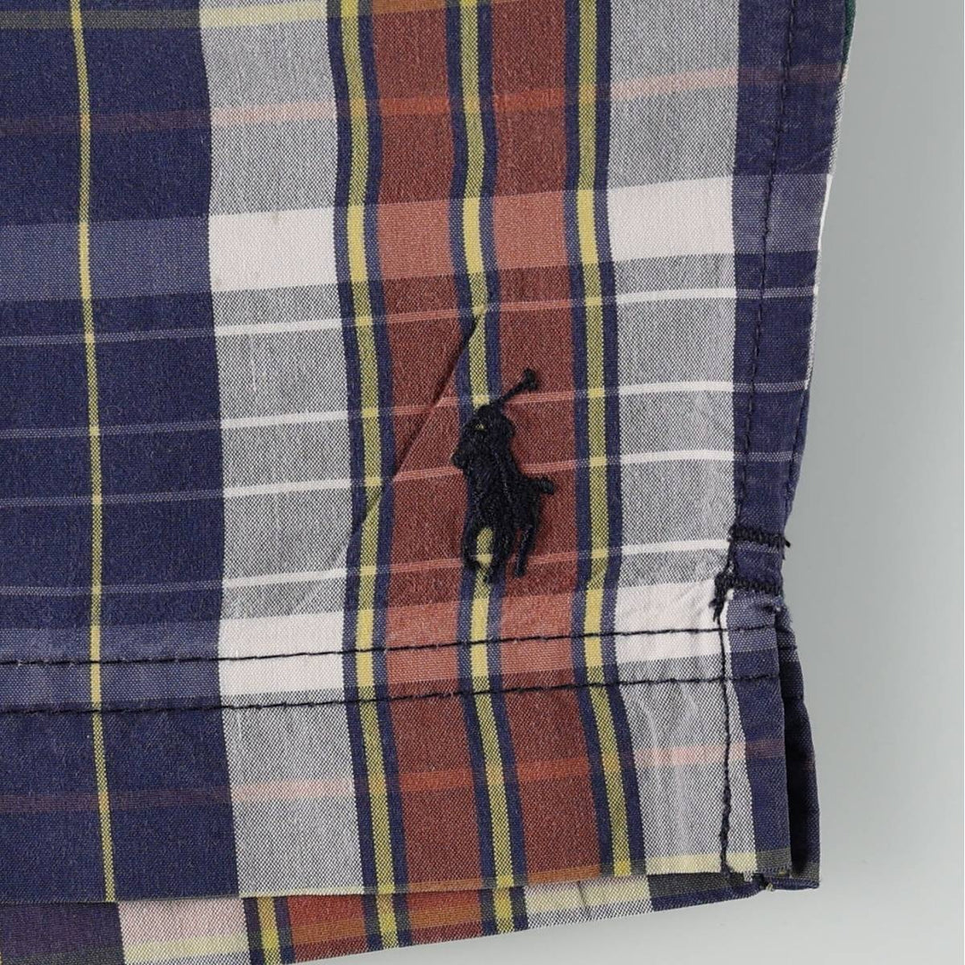 Ralph Lauren POLO SPORT Check Pattern Swim Shorts (Men's Size M) cotton navy blue type Vintage Second Hand