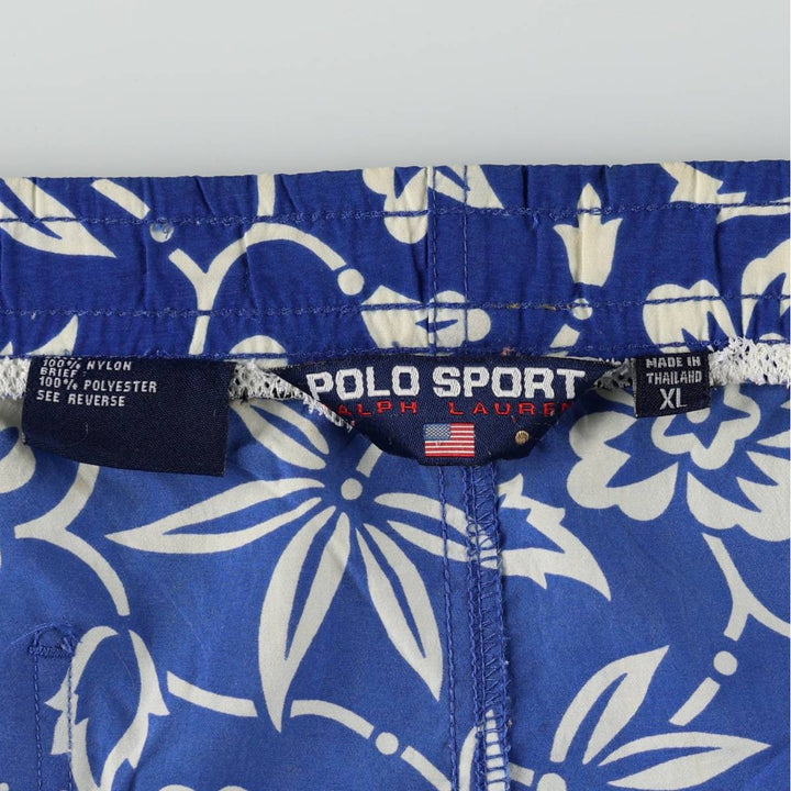 Ralph Lauren POLO SPORT all-over floral print swim shorts, men's size XL equivalent. Nylon blue type Vintage Second Hand